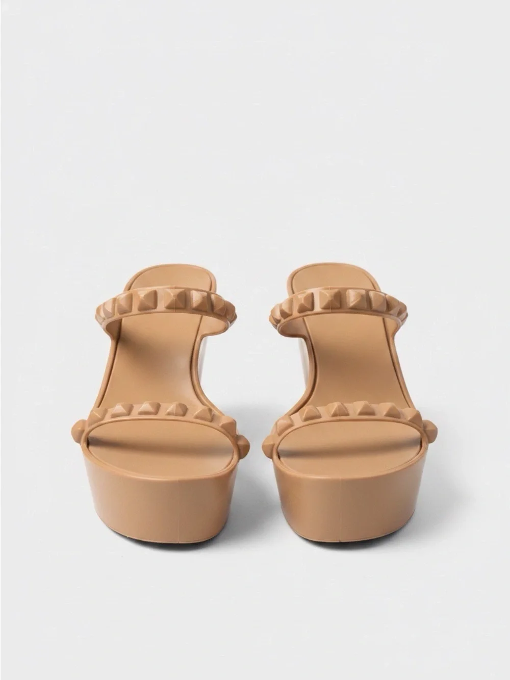 Carmen Sol Tonino Jelly Wedge Platform Sandals Beige Made in Italy Size 38